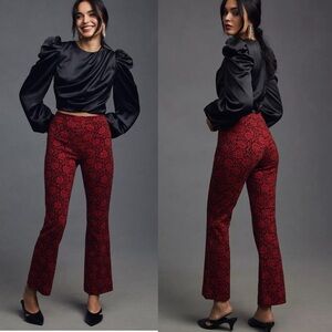 Anthropologie Meave Margot Floral Cotton Kick Flare Cropped Trousers